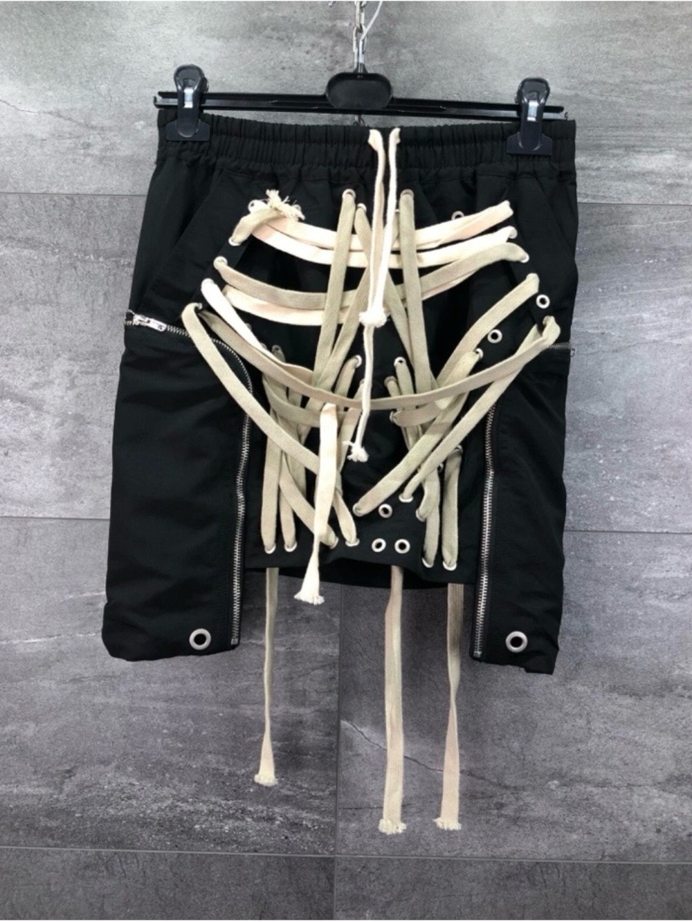 Dream Architect Black Cargo Mini Skirt with Cream Lace Straps ( Japanese style)
